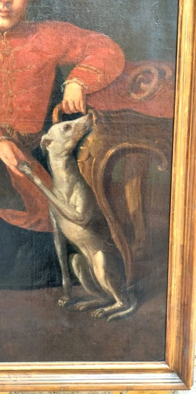 Oil painting on canvas , portrait of young nobleman 18th century