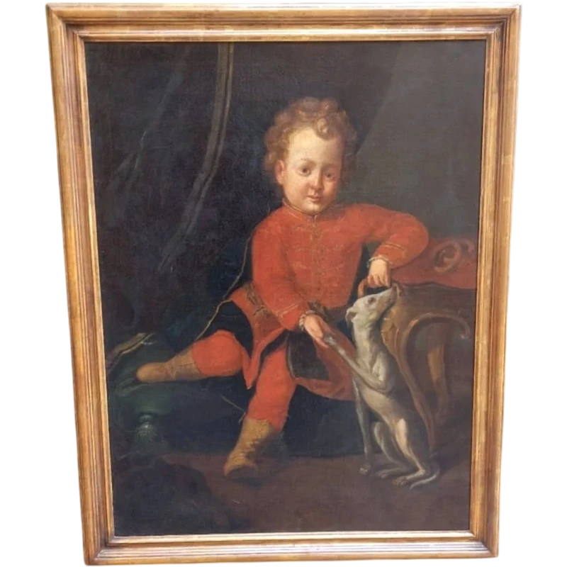 Oil painting on canvas , portrait of young nobleman 18th century