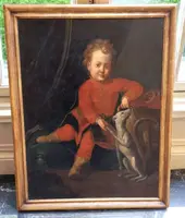 Oil painting on canvas , portrait of young nobleman 18th century