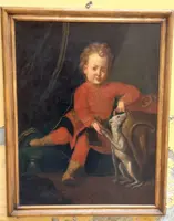 Oil painting on canvas , portrait of young nobleman 18th century