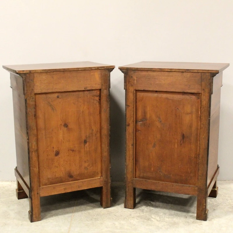 Antique pair of Empire bedside tables in walnut 19th century
