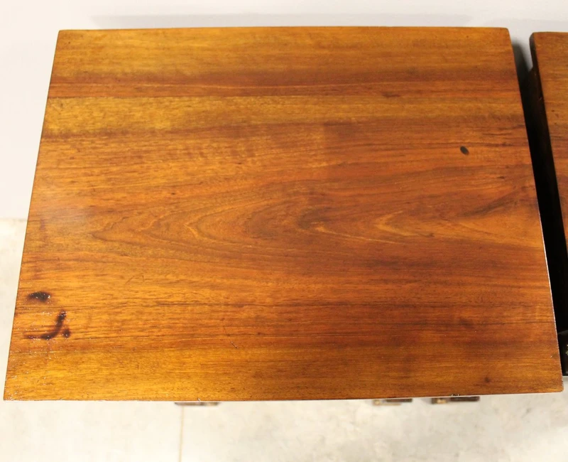 Antique pair of Empire bedside tables in walnut 19th century