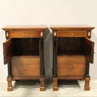 Antique pair of Empire bedside tables in walnut 19th century