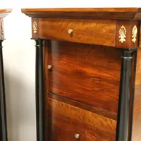 Antique pair of Empire bedside tables in walnut 19th century
