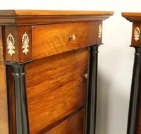 Antique pair of Empire bedside tables in walnut 19th century