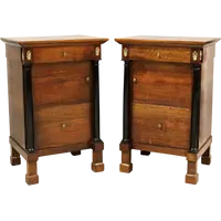 Antique pair of Empire bedside tables in walnut 19th century