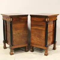 Antique pair of Empire bedside tables in walnut 19th century