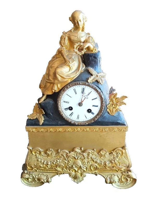 Antique mercury gilt bronze Napoleon III° table clock - France