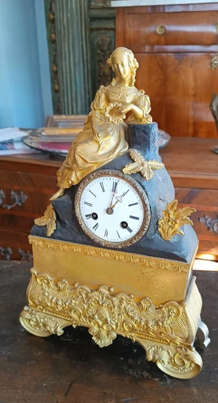 Antique mercury gilt bronze Napoleon III° table clock - France