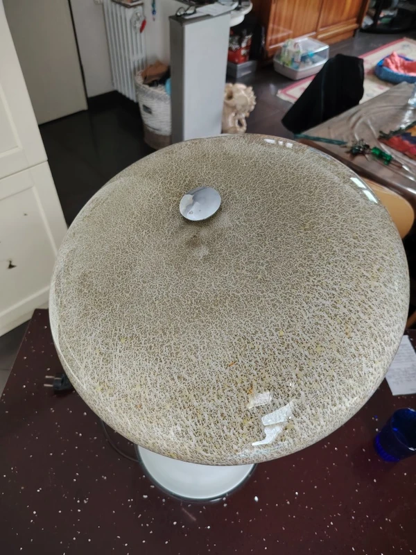 rara e grande  lampada da tavolo   in vetro di  Murano , fine anni 70 , design stile mazzega/Na