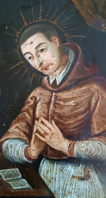Antico dipinto su rame-SAN CARLO BORROMEO -Scuola italiana XVII secolo