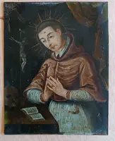 Antico dipinto su rame-SAN CARLO BORROMEO -Scuola italiana XVII secolo