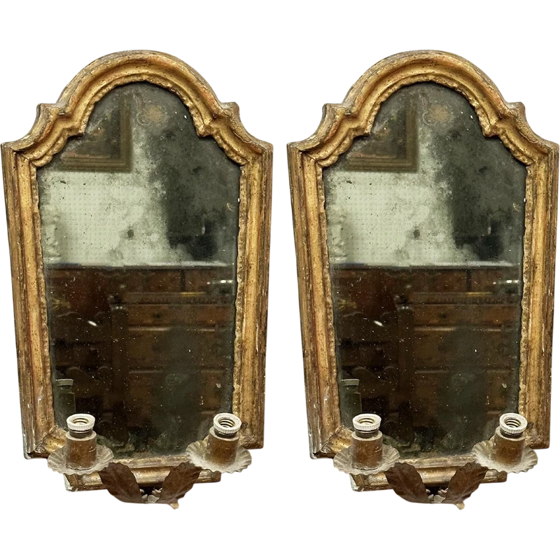 Pair of antique giltwood wall mirror frames, 18th century.