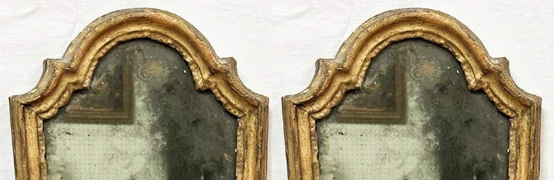 Pair of antique giltwood wall mirror frames, 18th century.