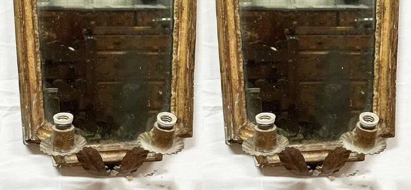 Pair of antique giltwood wall mirror frames, 18th century.
