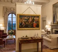 Huile sur panneau 17e siècle Apollon avec les Muses