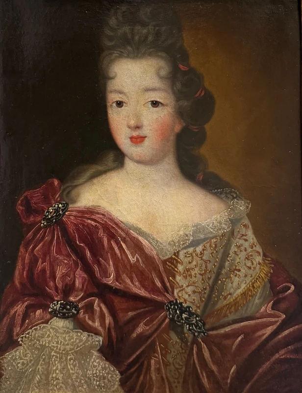 Portrait d'une jeune noble dame - Huile sur toile sous cadre doré - Louis XV