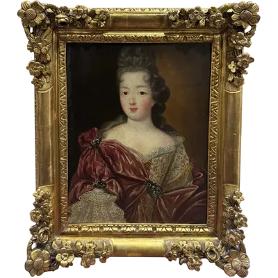 Portrait d'une jeune noble dame - Huile sur toile sous cadre doré - Louis XV