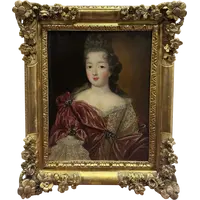 Portrait d'une jeune noble dame - Huile sur toile sous cadre doré - Louis XV