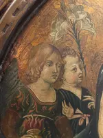 JONI I.F. - Madonna and Child with Angels, Tempera on Board Gold Background