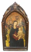 JONI I.F. - Madonna and Child with Angels, Tempera on Board Gold Background