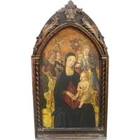 JONI I.F. - Madonna and Child with Angels, Tempera on Board Gold Background