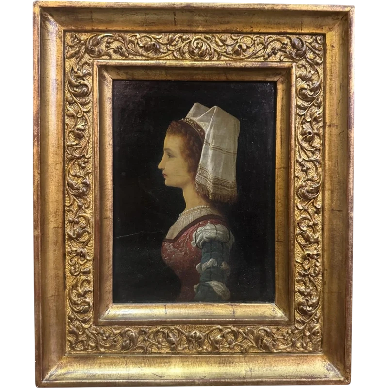 Portrait of a young noblewoman in profile - Oil painting on panel