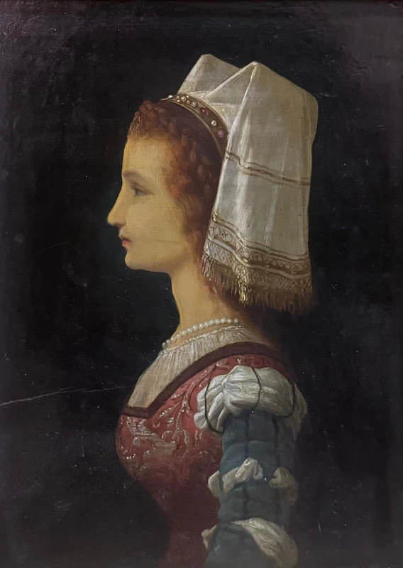 Portrait of a young noblewoman in profile - Oil painting on panel