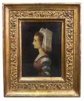 Portrait of a young noblewoman in profile - Oil painting on panel