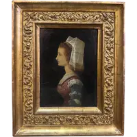 Portrait of a young noblewoman in profile - Oil painting on panel