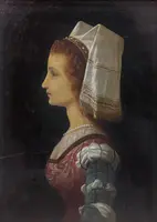 Portrait of a young noblewoman in profile - Oil painting on panel
