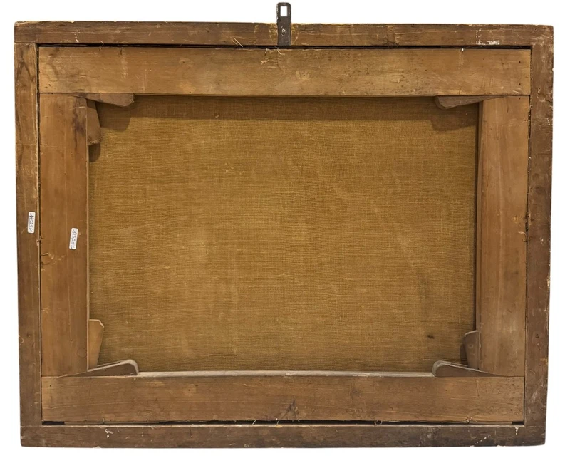 Antique oil painting on canvas - Reclining putto portrayed from behind