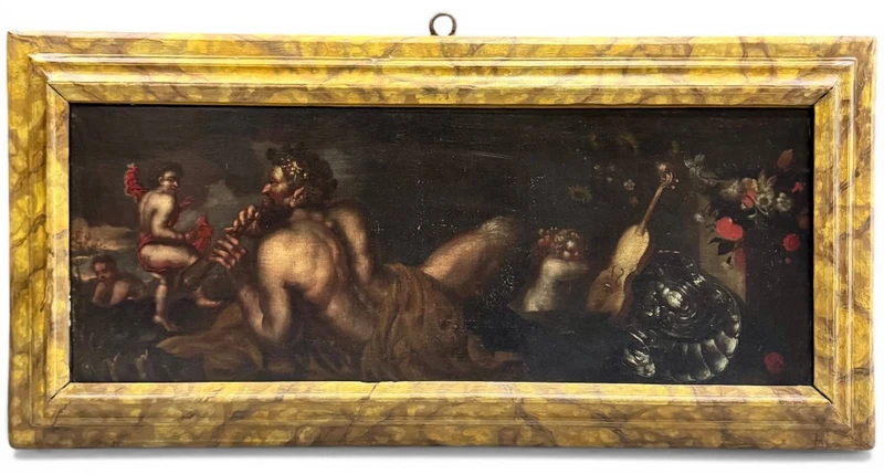 Pendentif de peintures anciennes à l'huile sur toile "Scènes allégoriques/mythologiques