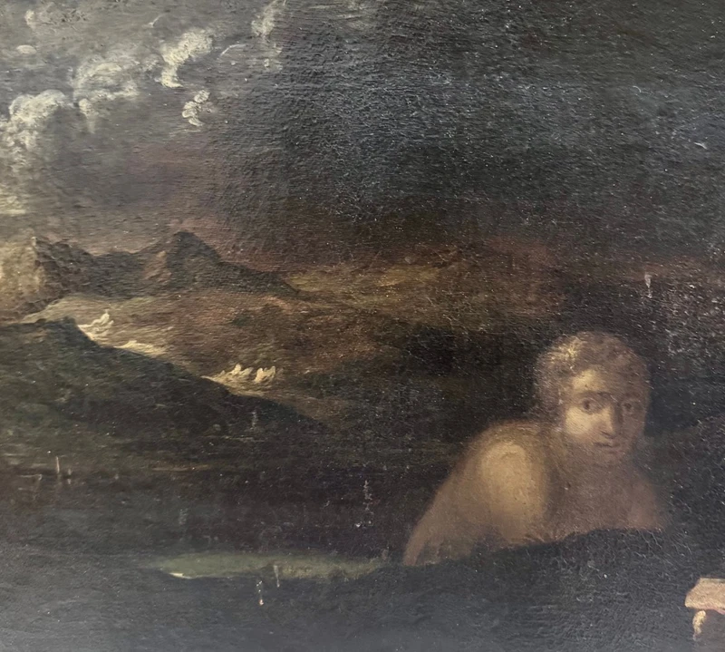 Pendentif de peintures anciennes à l'huile sur toile "Scènes allégoriques/mythologiques