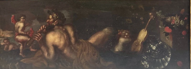 Pendentif de peintures anciennes à l'huile sur toile "Scènes allégoriques/mythologiques