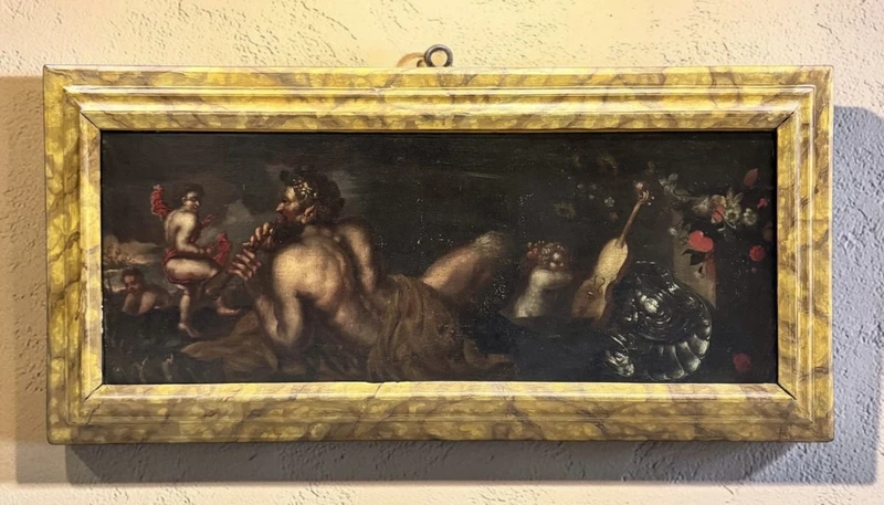 Pendentif de peintures anciennes à l'huile sur toile "Scènes allégoriques/mythologiques