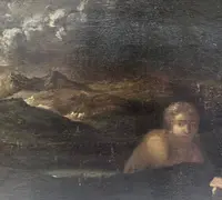 Pendentif de peintures anciennes à l'huile sur toile "Scènes allégoriques/mythologiques