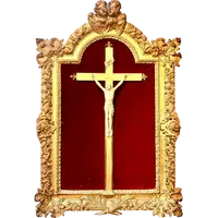 Crucifix with Christ in Ivory within gilded frame - 18th century
