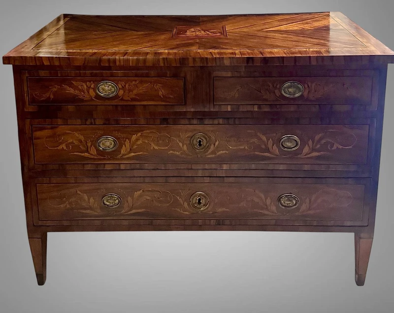 COMMODE NÉOCLASSIQUE MARQUETÉE LUIGI XVI