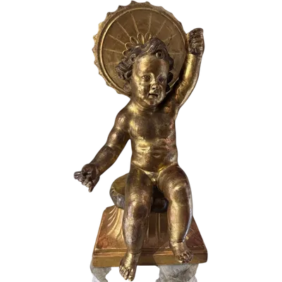 Enfant Jésus assis en bois doré - Sculpture du XVIIe siècle