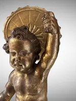 Enfant Jésus assis en bois doré - Sculpture du XVIIe siècle