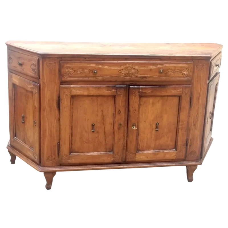Grand buffet antique à encoches Vénétie 18ème siècle en merisier massif