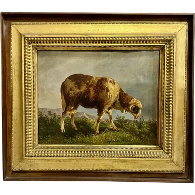 CONSALVO CARELLI 'GOAT GRAZING' PEINTURE SUR TOILE