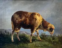 CONSALVO CARELLI 'GOAT GRAZING' PEINTURE SUR TOILE