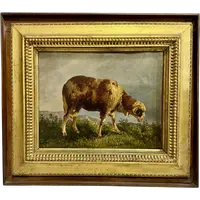CONSALVO CARELLI 'GOAT GRAZING' PEINTURE SUR TOILE