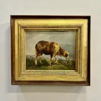 CONSALVO CARELLI 'GOAT GRAZING' PEINTURE SUR TOILE