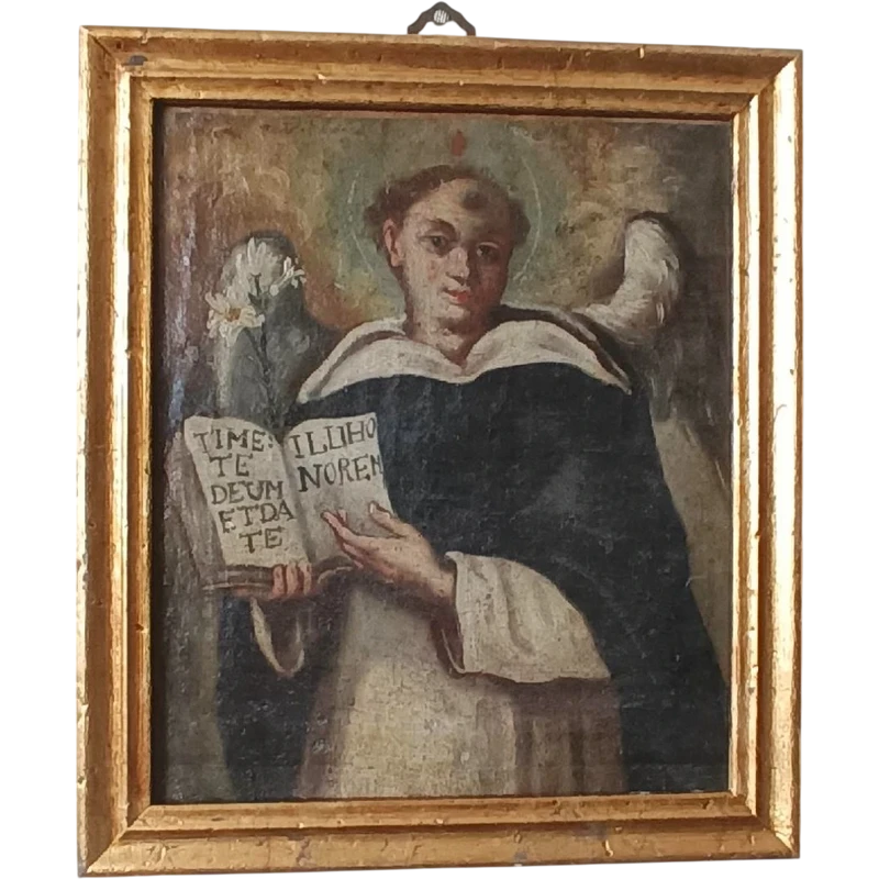 Peinture à l'huile ancienne sur toile, Saint Vincent Ferrer