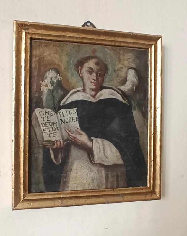 Peinture à l'huile ancienne sur toile, Saint Vincent Ferrer