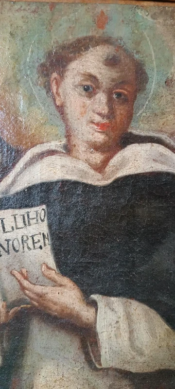 Peinture à l'huile ancienne sur toile, Saint Vincent Ferrer