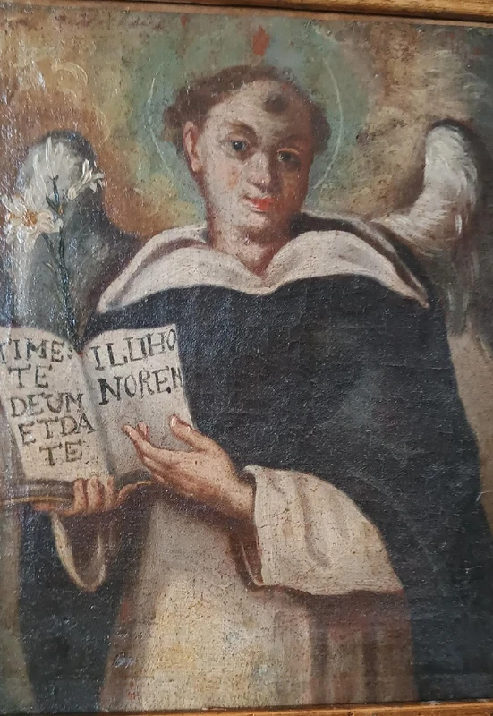 Peinture à l'huile ancienne sur toile, Saint Vincent Ferrer